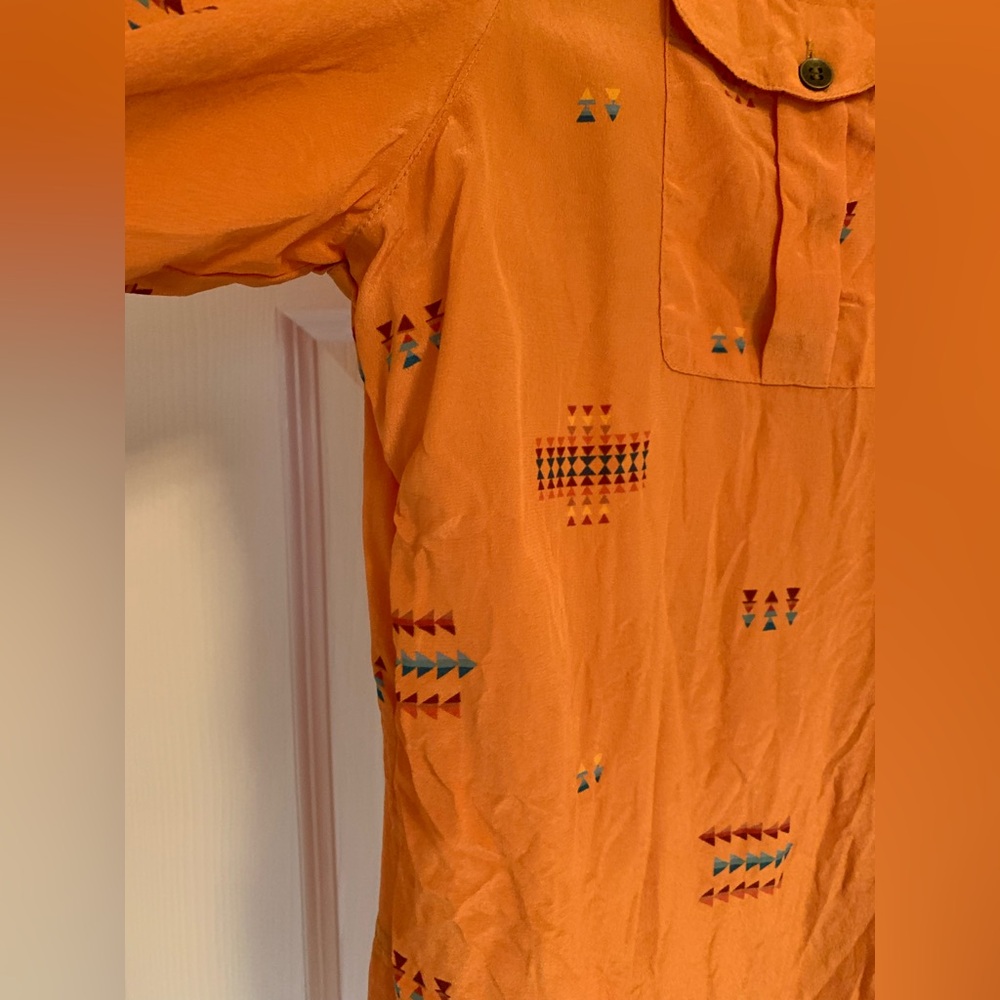 Pendleton Silk Mustard Orange Patterned Button Do… - image 7
